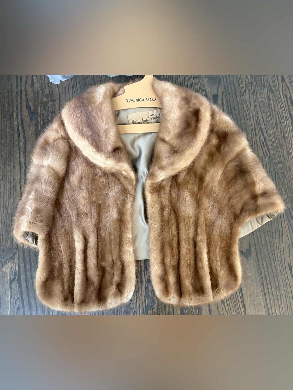 Marshall Fields Vintage Fur Cape Stole in Warm Tan